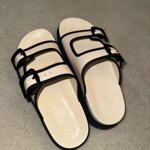 Women's Black and White Coach Sandals